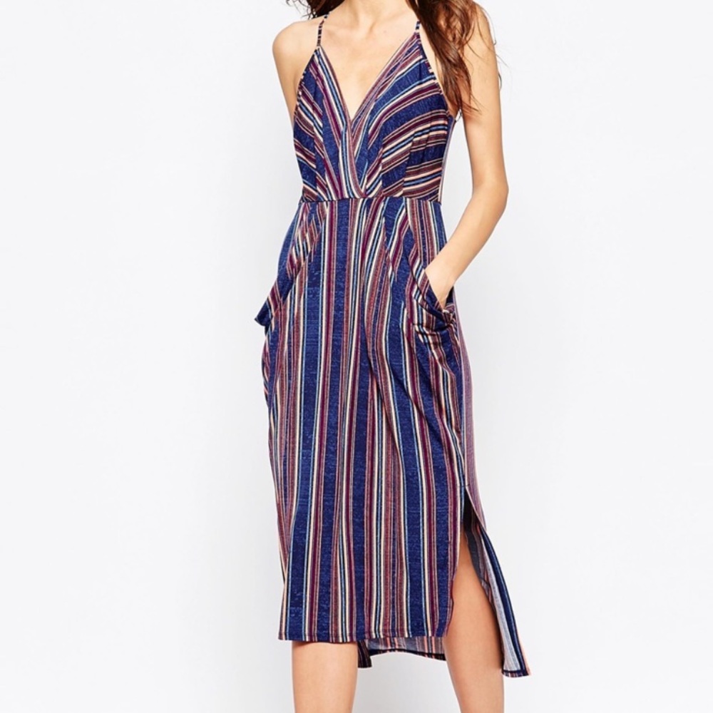 BCBG Generation Midi Dress In Multi Stripe